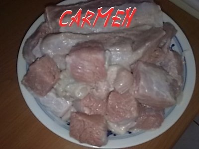 Mancare de cartofi, cu rasol alb de porc