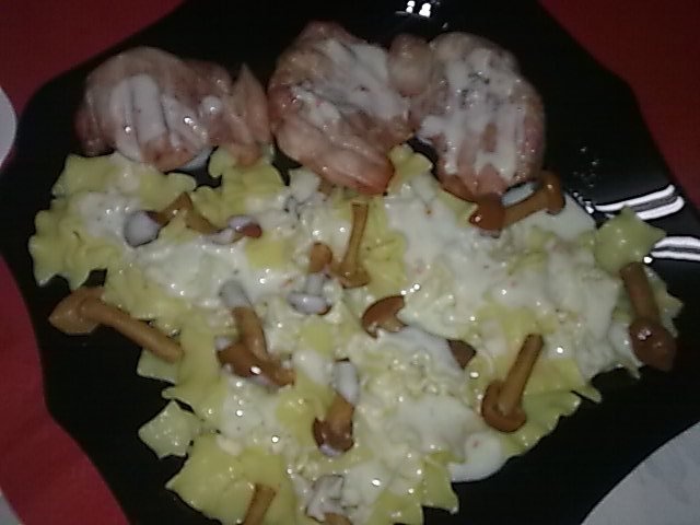 Friptura de curcan, cu paste si sos Gran Cucina.