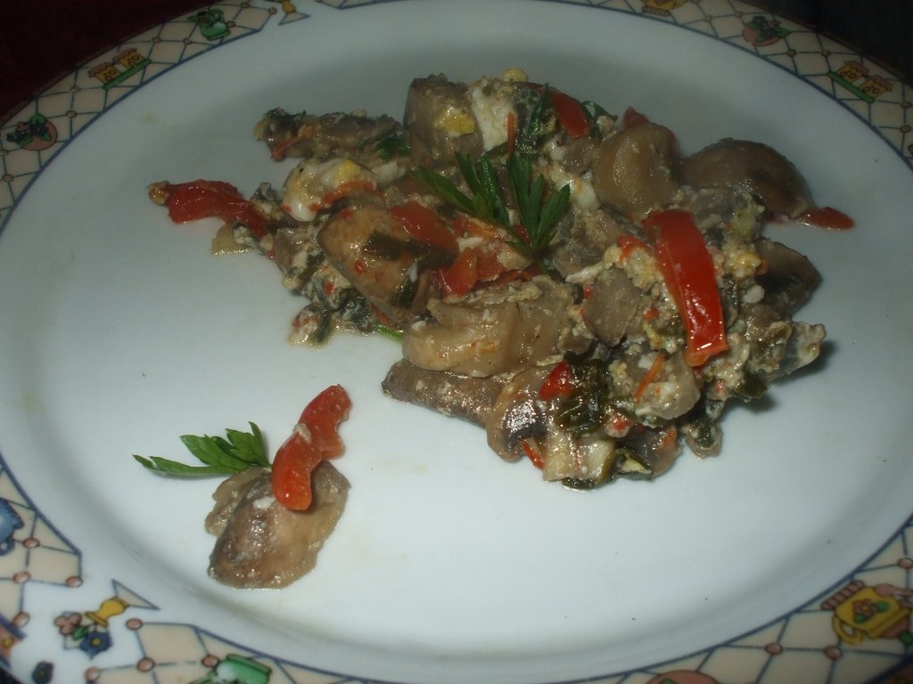 Omleta cu ciuperci si ardei