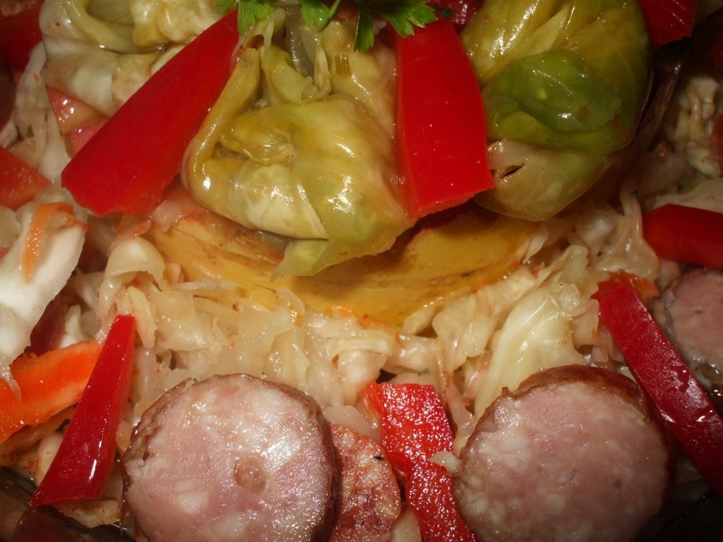 Sarmale cu carne de porc si varza acra in dovleac