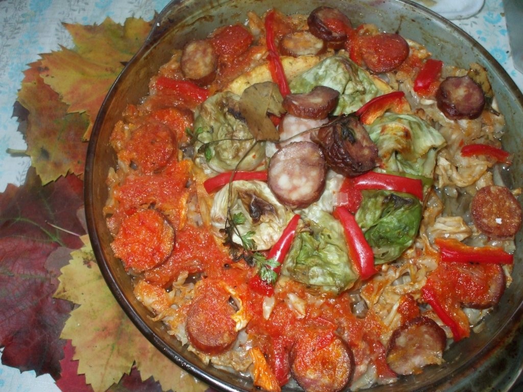 Sarmale cu carne de porc si varza acra in dovleac