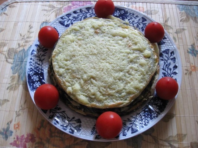 Budinca de clatite cu spanac