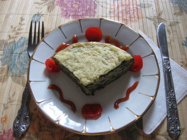 Budinca de clatite cu spanac