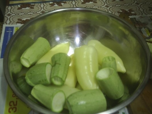 Ardei,dovlecei,rosii si sarmalute in frunza de vita cu carne