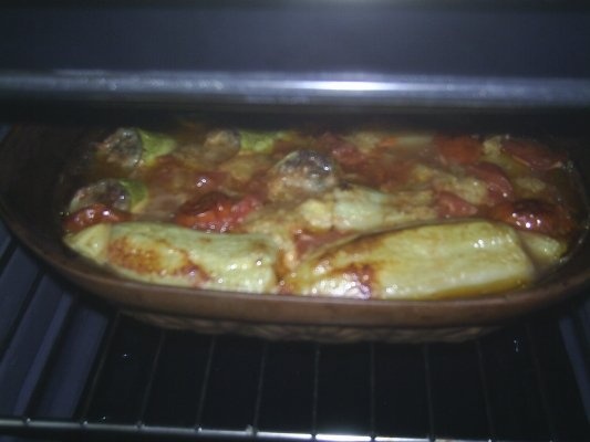 Ardei,dovlecei,rosii si sarmalute in frunza de vita cu carne