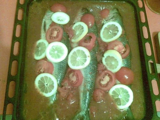 Scrumbie la cuptor cu legume