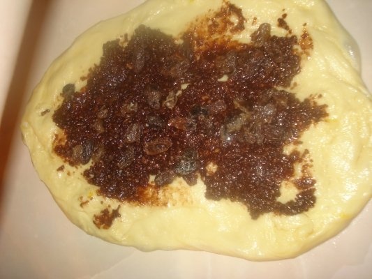 COZONAC CU CREMA DE CACAO, NUCI, STAFIDE SI MAC