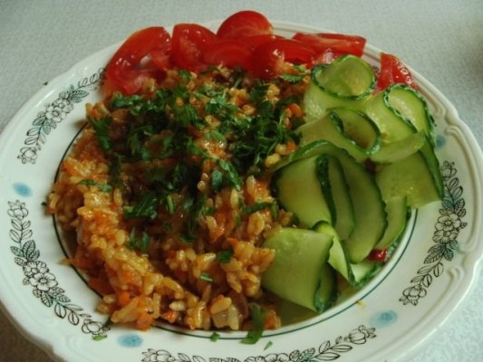 Pilaf cu muschi de porc la cuptor