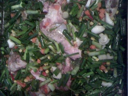 Pulpa de miel cu verdeturi la cuptor