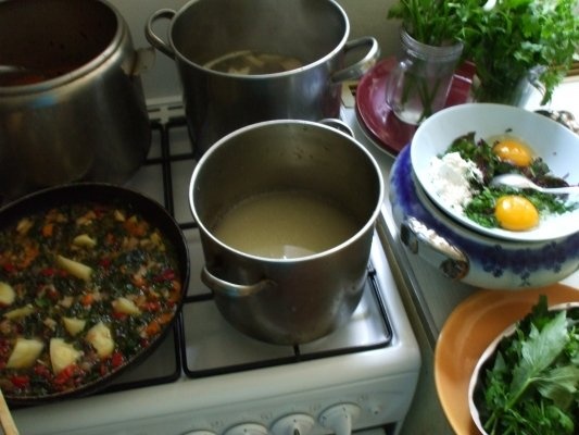 Ciorba de loboda cu afumatura si zdrente de ou