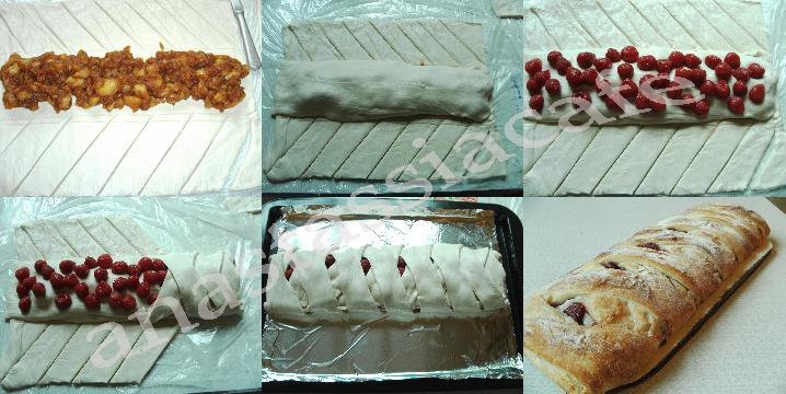 Strudel cu capsuna si mar caramelizat