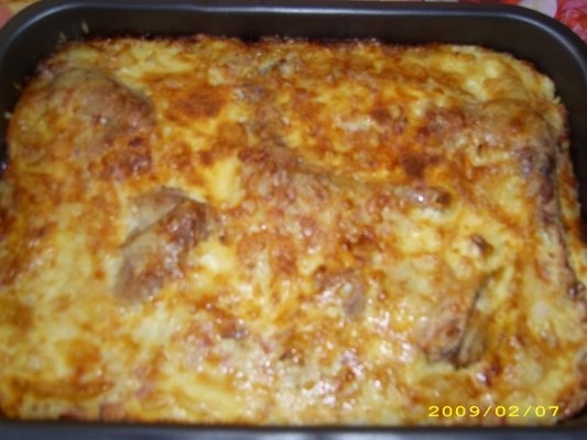 Gratin de cartofi cu pui