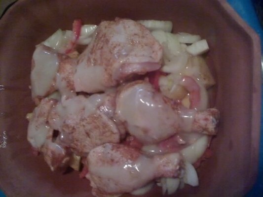 Pui cu legume in vas roman