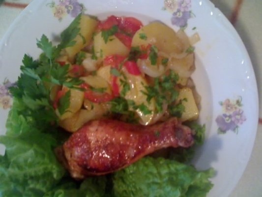 Pui cu legume in vas roman