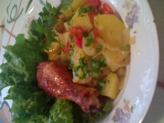 Pui cu legume in vas roman