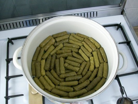 Dovlecei  umpluti si sarmalute din frunze de vita de vie(specific arab)