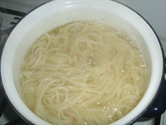 Spaghete cu pui si ciuperci