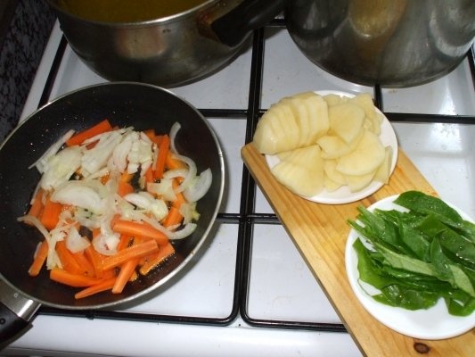 Pui pane cu morcov ras si garnitura