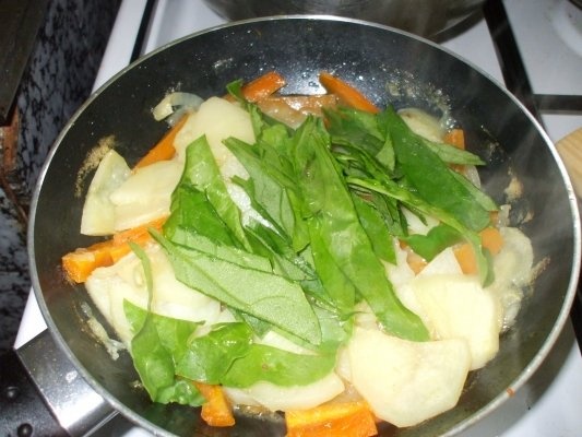 Pui pane cu morcov ras si garnitura