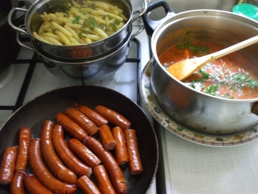 Fasole verde cu afumatura si cabanos