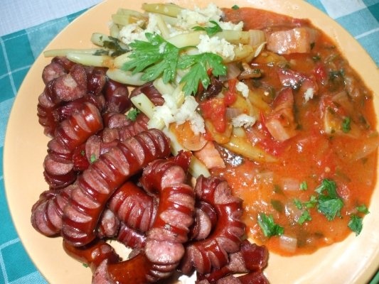 Fasole verde cu afumatura si cabanos