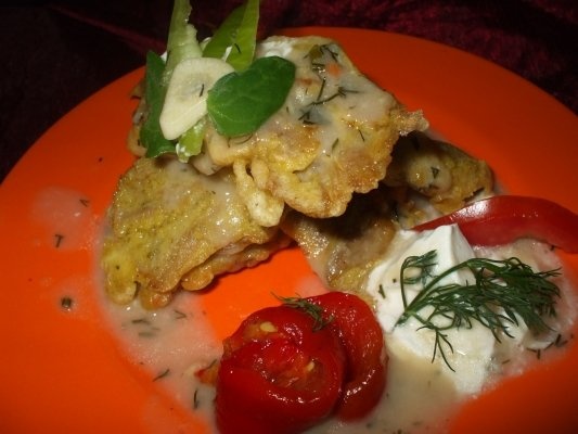 Ciuperci pleurotus pane cu sos