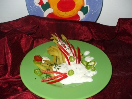 Fasole verde cu sos de usturoi