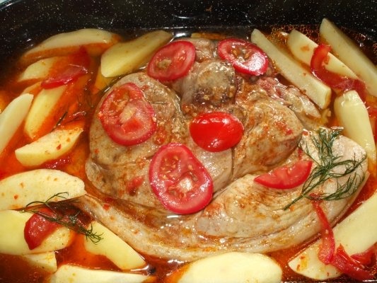 Jambon la tava cu cartofi