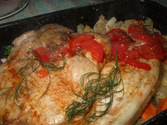 Jambon pe varza  la tava