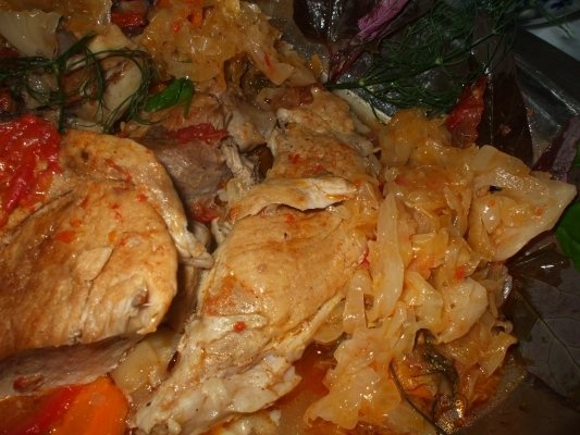 Jambon pe varza  la tava