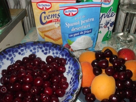 Crema de vanilie cu fructe si frisca