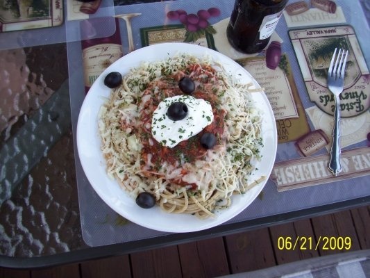 Spaghetti cu carne de pui