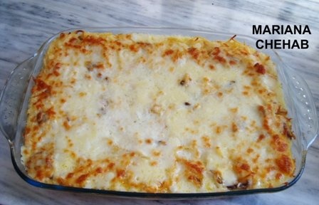 Spagete cu carne de gaina in sos peshamel