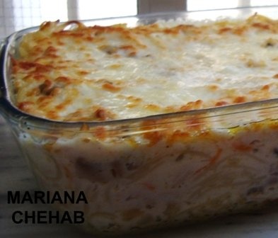 Spagete cu carne de gaina in sos peshamel