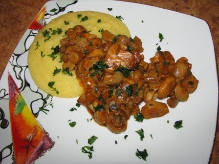 Mamaliguta cu sos de ciuperci