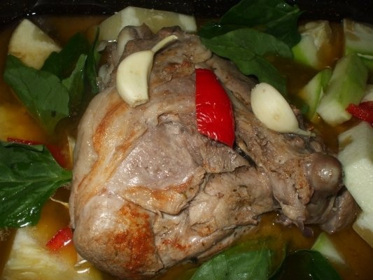 Friptura de curcan cu vin la tava