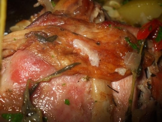 Friptura de curcan cu vin la tava