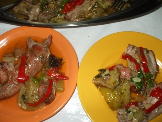 Friptura de curcan cu vin la tava