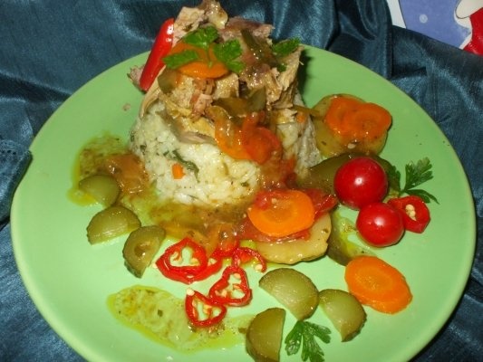 Ciolan rasol cu garnitura de orez si legume