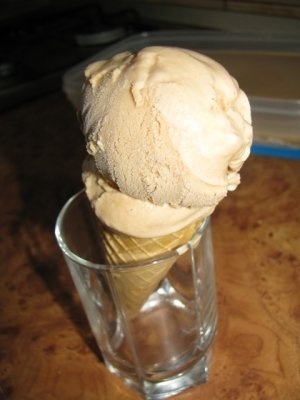 Inghetata de ciocolata cu crema de iaurt si fructe