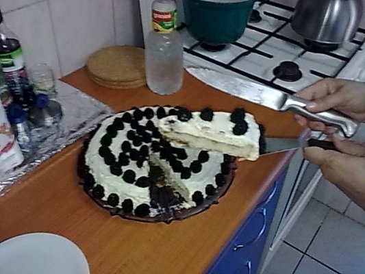 Tort cu crema de vanilie si mure.