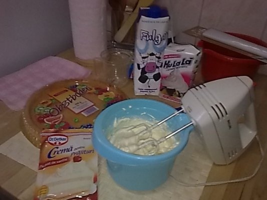 Tort cu crema de vanilie si mure.