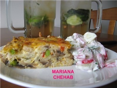 Orez cu piept de gaina si legume in rola