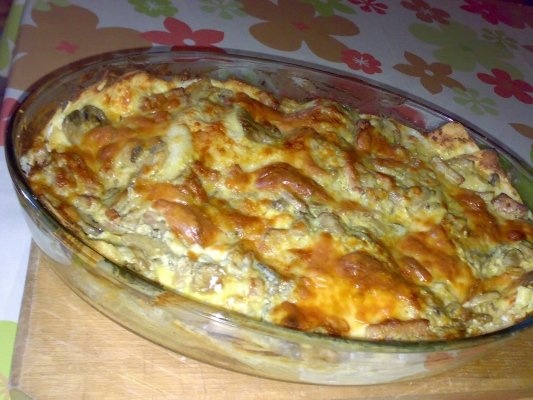 Lasagna cu bacon ,ciuperci si brie