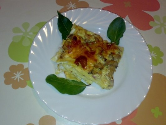 Lasagna cu bacon ,ciuperci si brie