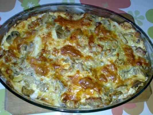 Lasagna cu bacon ,ciuperci si brie