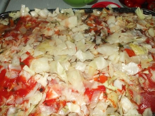 Varza dulce cu pulpa de porc la cuptor