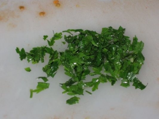 Vinete cu sunca, cartofi si sos picant