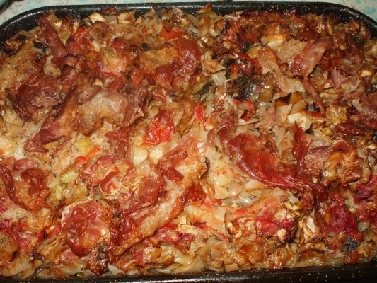 Prosciuto pe varza dulce la cuptor