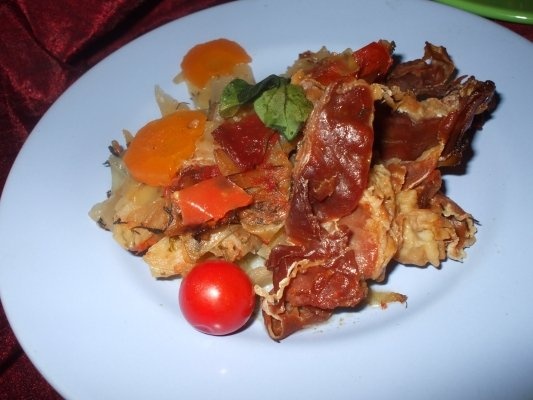 Prosciuto pe varza dulce la cuptor